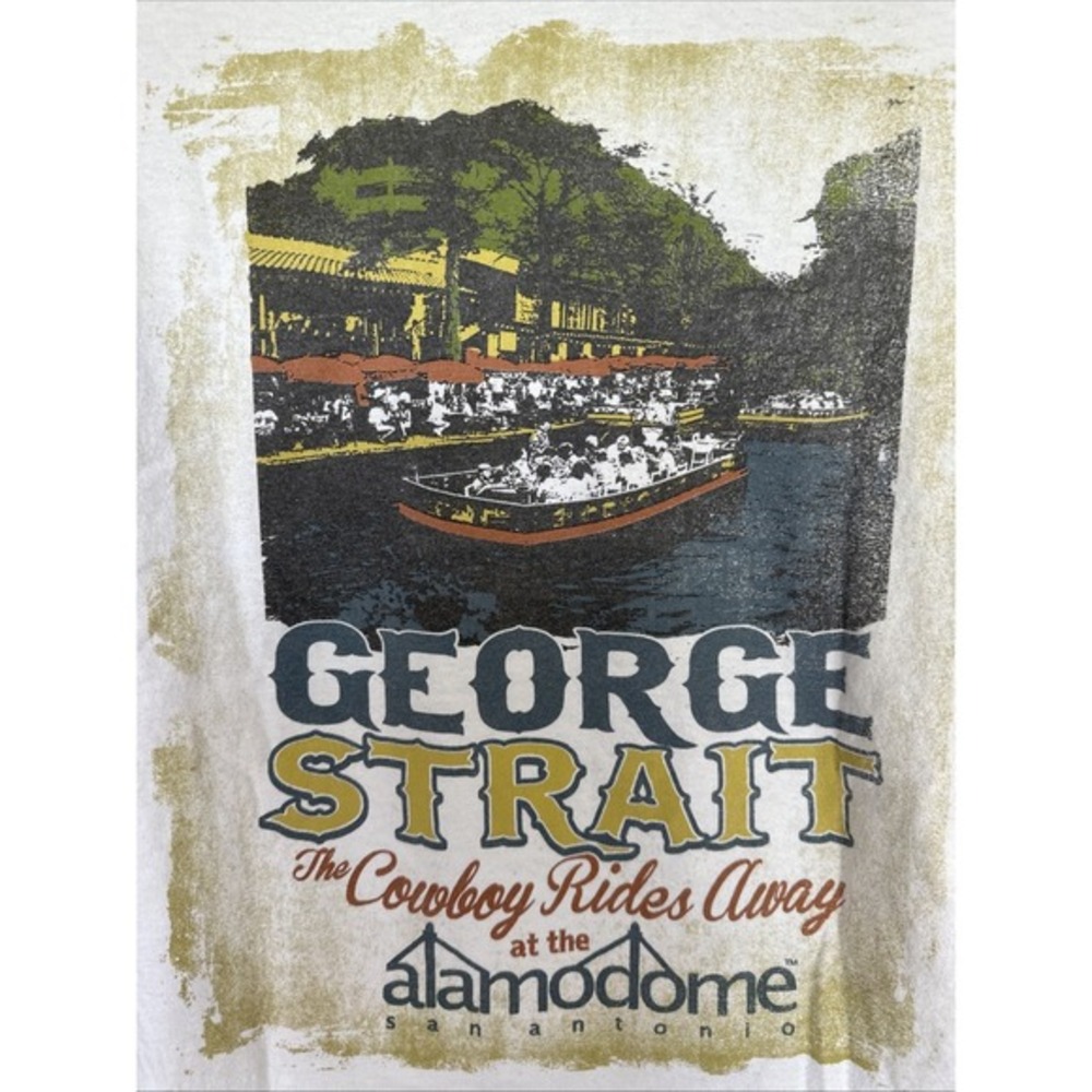 George Strait Double Sided The Cowboy Rides Away Alamodome Med Tshirt Texas Rare - Picture 3 of 15